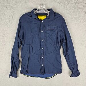Descendant of Thieves Dres Ladro Shirt Mens Medium Navy Gingham Collar Button-Up